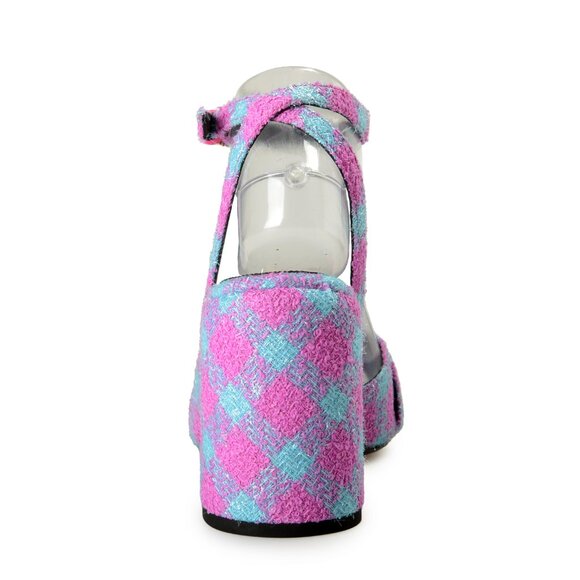 Versace Women's Lurex Check Medusa Logo Sandals Ankle Strap Shoes US 8 IT 38 - Picture 3 of 8